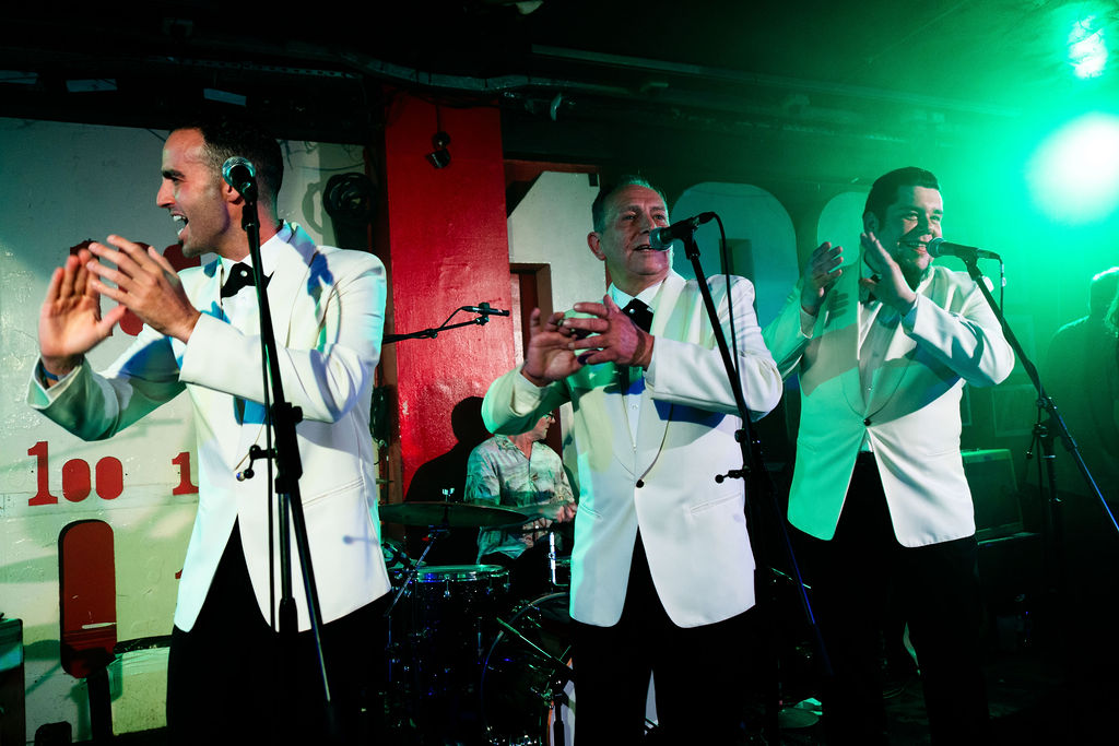 Doo Wop Explosion band on stage live UK classic music night